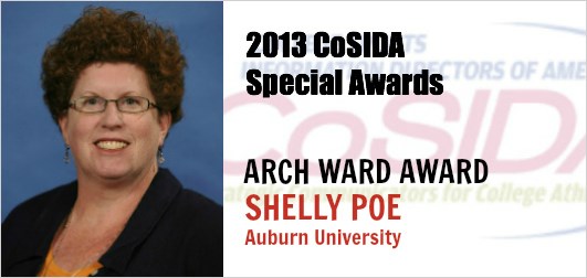 Special Awards Salute: CoSIDA 1st VP Shelly Poe (Auburn) honored with 2013 Arch Ward Award